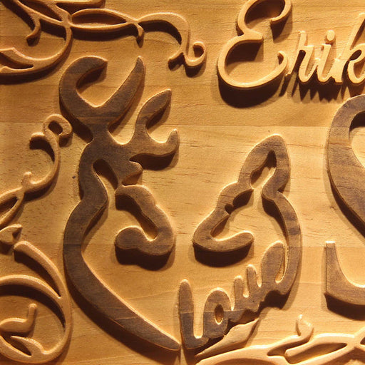 Personalized Couples Name Deer Love Wedding Custom Wood Sign 3D Engraved Wall Plaque - LED Gift Works