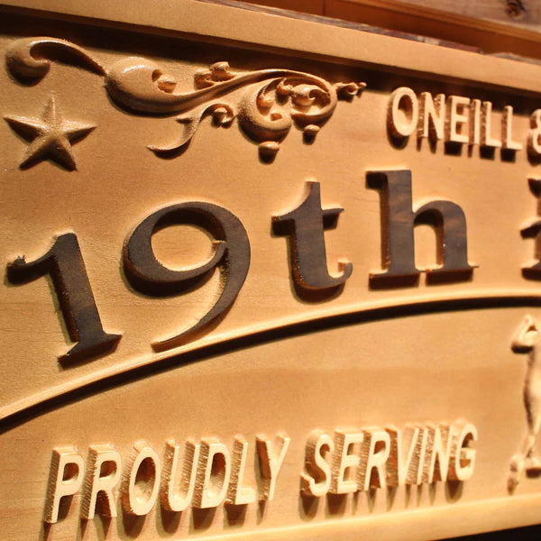 Personalized Golf 19th Hole Bar Man Cave Custom Wood Sign 3D Engraved Wall Plaque - Way Up Gifts