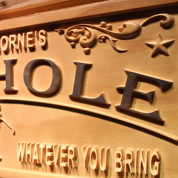 Personalized Golf 19th Hole Bar Man Cave Custom Wood Sign 3D Engraved Wall Plaque - Way Up Gifts