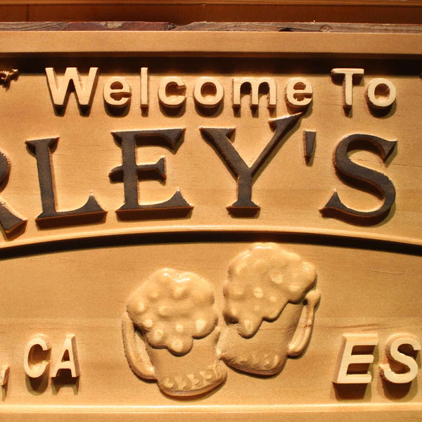 Personalized Pub Bar Custom Wood Sign 3D Engraved Wall Plaque - Way Up Gifts
