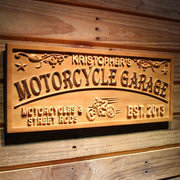Personalized Motorcycle Garage Custom Wood Sign 3D Engraved Wall Plaque - LED Gift Works