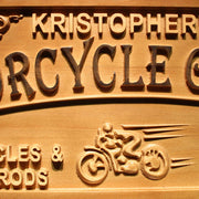 Personalized Motorcycle Garage Custom Wood Sign 3D Engraved Wall Plaque - LED Gift Works
