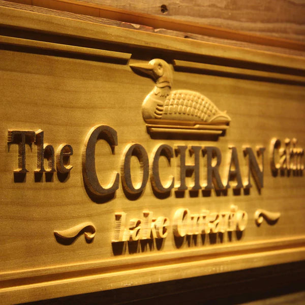 Personalized Duck Lake Cabin Custom Wood Sign 3D Engraved Wall Plaque - Way Up Gifts