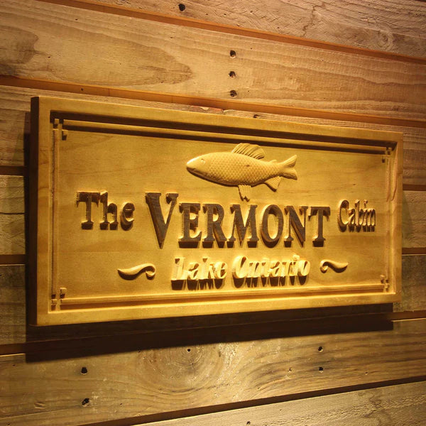 Personalized Fishing Lake Cabin Custom Wood Sign 3D Engraved Wall Plaque - LED Gift Works