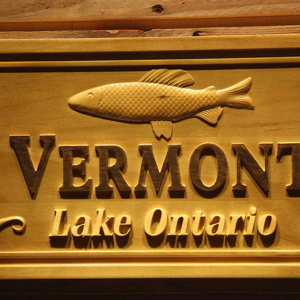 Personalized Fishing Lake Cabin Custom Wood Sign 3D Engraved Wall Plaque - LED Gift Works