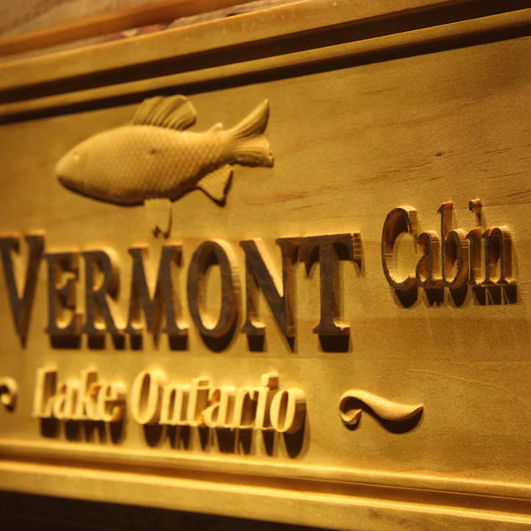 Personalized Fishing Lake Cabin Custom Wood Sign 3D Engraved Wall Plaque - Way Up Gifts
