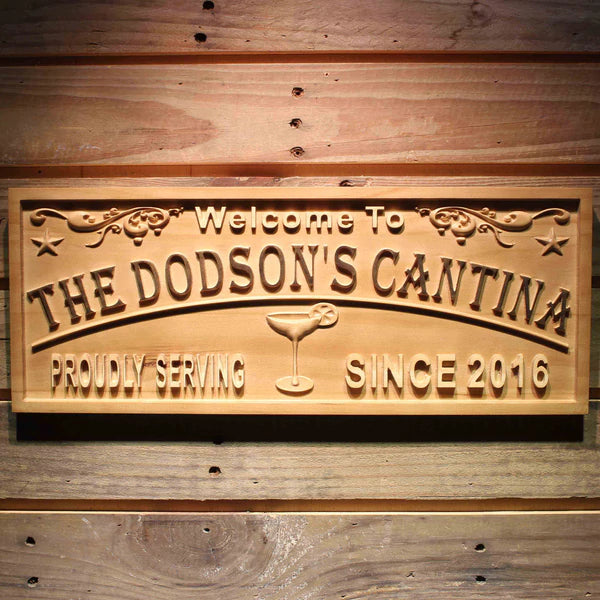 Personalized Margarita Cantina Bar Custom Wood Sign 3D Engraved Wall Plaque - LED Gift Works