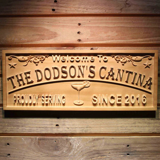 Personalized Margarita Cantina Bar Custom Wood Sign 3D Engraved Wall Plaque - Way Up Gifts
