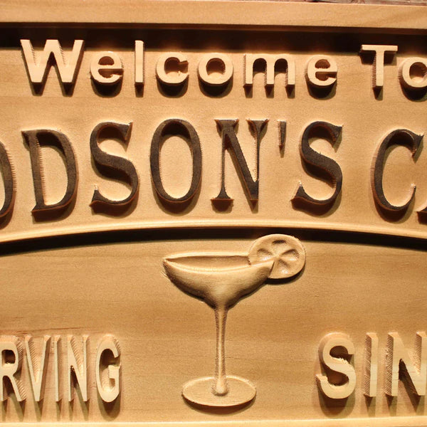 Personalized Margarita Cantina Bar Custom Wood Sign 3D Engraved Wall Plaque - LED Gift Works