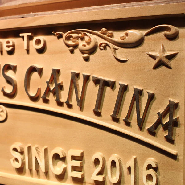 Personalized Margarita Cantina Bar Custom Wood Sign 3D Engraved Wall Plaque - Way Up Gifts