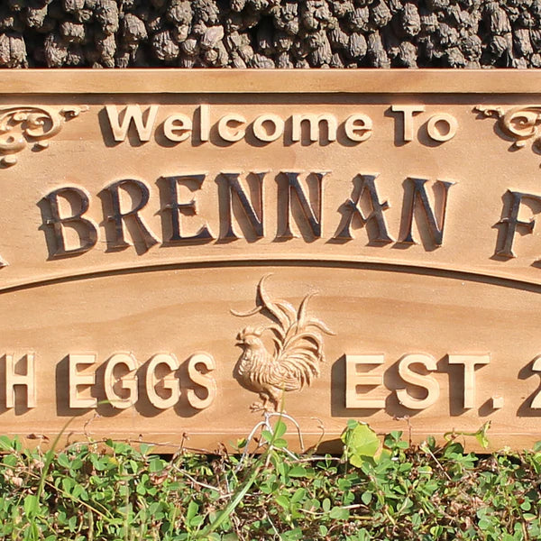 Personalized Rooster Farm Custom Wood Sign 3D Engraved Wall Plaque - Way Up Gifts