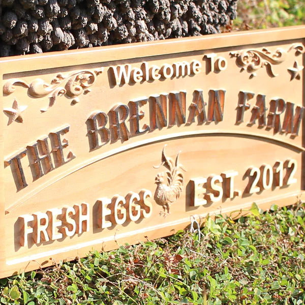 Personalized Rooster Farm Custom Wood Sign 3D Engraved Wall Plaque - Way Up Gifts