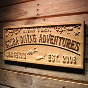 Personalized Beach Decor Scuba Diving Custom Wood Sign 3D Engraved Wall Plaque - LED Gift Works