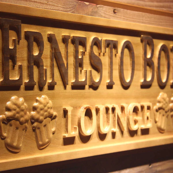 Personalized Beer Home Bar Lounge Custom Wood Sign 3D Engraved Wall Plaque - Way Up Gifts