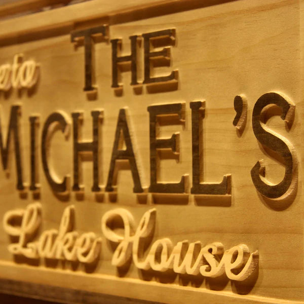 Personalized Lake House Custom Wood Sign 3D Engraved Wall Plaque - LED Gift Works