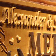 Personalized Couples Name Love Birds Wedding Custom Wood Sign 3D Engraved Wall Plaque - LED Gift Works