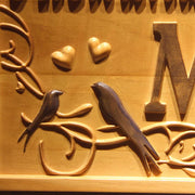 Personalized Couples Name Love Birds Wedding Custom Wood Sign 3D Engraved Wall Plaque - LED Gift Works
