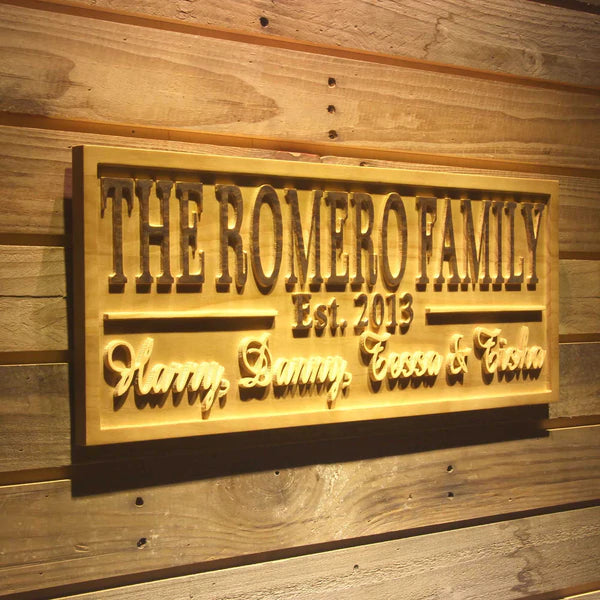 Personalized Family Names Custom Wood Sign 3D Engraved Wall Plaque - Way Up Gifts