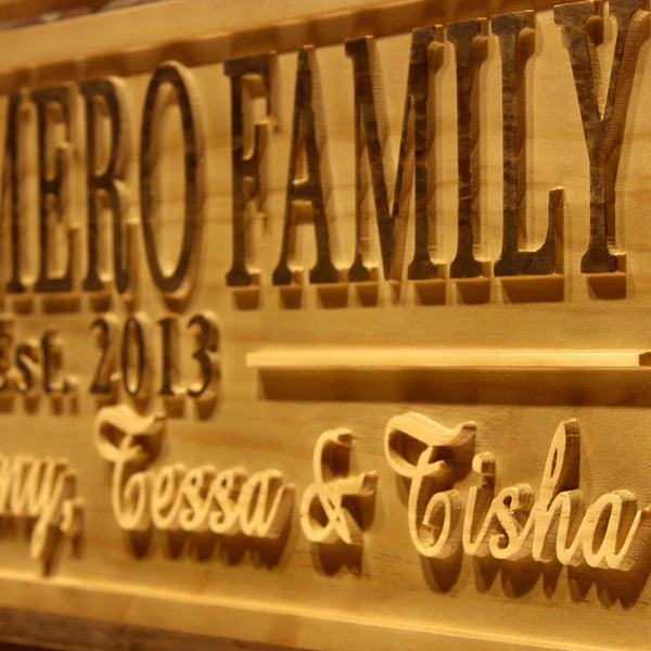 Personalized Family Names Custom Wood Sign 3D Engraved Wall Plaque - Way Up Gifts
