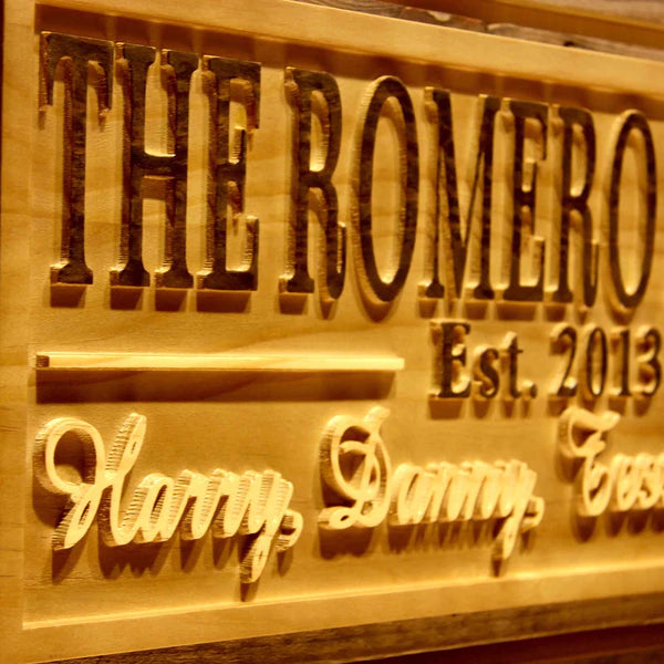Personalized Family Names Custom Wood Sign 3D Engraved Wall Plaque - Way Up Gifts