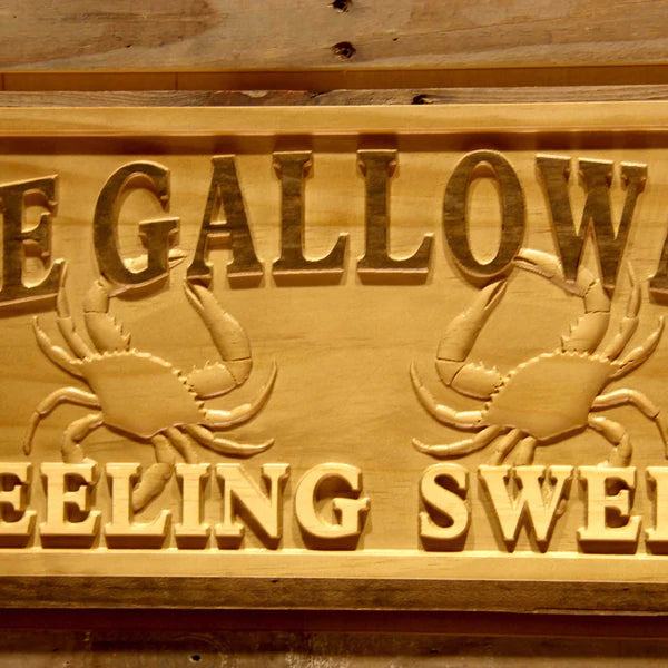 Personalized Crab Season Beach House Custom Wood Sign 3D Engraved Plaque - LED Gift Works