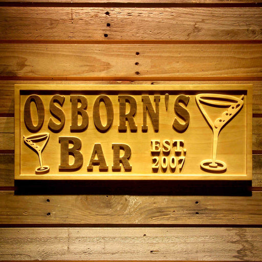 Personalized Home Cocktail Bar Custom Wood Sign 3D Engraved Wall Plaque - Way Up Gifts