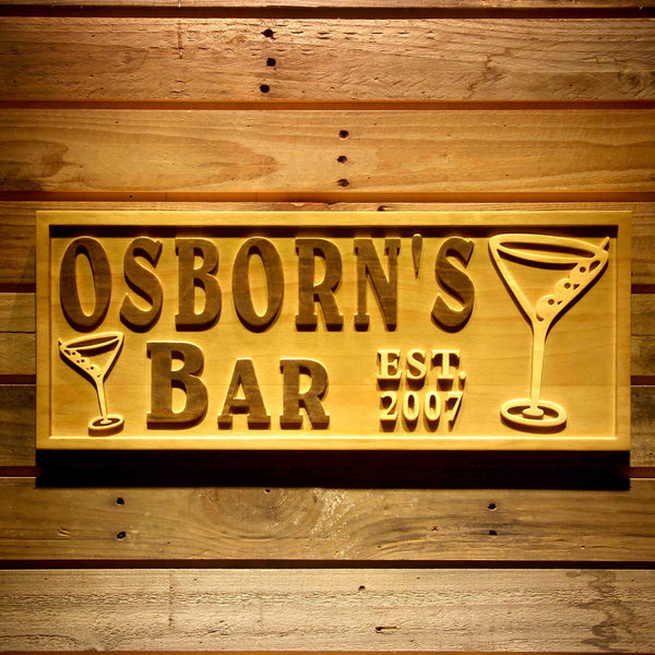 Personalized Home Cocktail Bar Custom Wood Sign 3D Engraved Wall Plaque - Way Up Gifts