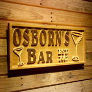 Personalized Home Cocktail Bar Custom Wood Sign 3D Engraved Wall Plaque - LED Gift Works