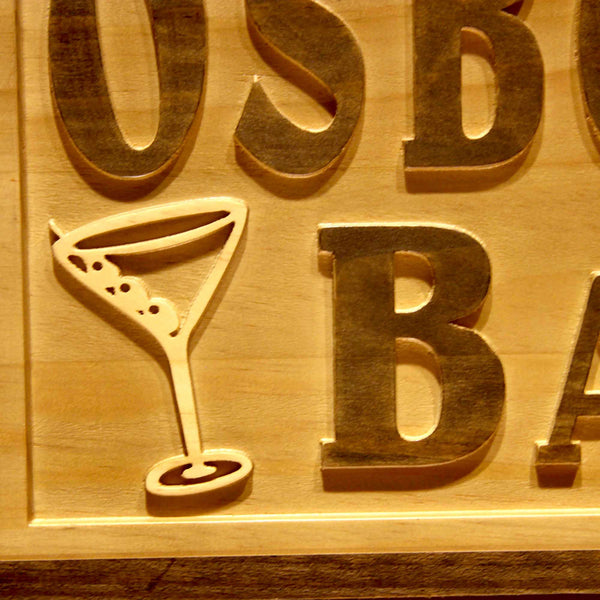 Personalized Home Cocktail Bar Custom Wood Sign 3D Engraved Wall Plaque - LED Gift Works