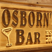 Personalized Home Cocktail Bar Custom Wood Sign 3D Engraved Wall Plaque - LED Gift Works