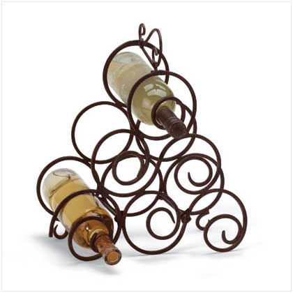 Antique Style Wrought Iron Table Top Wine Rack for Six Bottles - Way Up Gifts