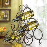 Antique Style Wrought Iron Table Top Wine Rack for Six Bottles - LED Gift Works